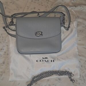 Coach Cassie 19 Silver/blue Grey Polished Pebbled Leather Crossbody